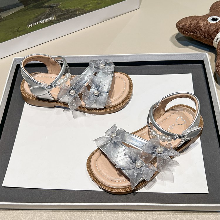Fairy Style Girls' Baby Princess Sandals, Bow Shaped Children's Roman Shoes, Summer New Style Girls' Beach Shoes