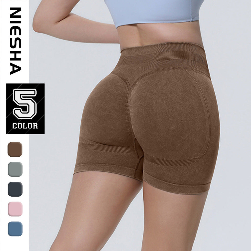 Seamless Knitted Sand-washed Yoga Shorts