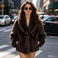 Autumn Winter Chic Fashion Jacket Double-sided Faux Fur Cropped Style