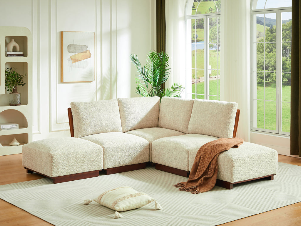 Velora 88.5 in. 5-Piece V Shaped Boucle Modular Sectional Sofa
