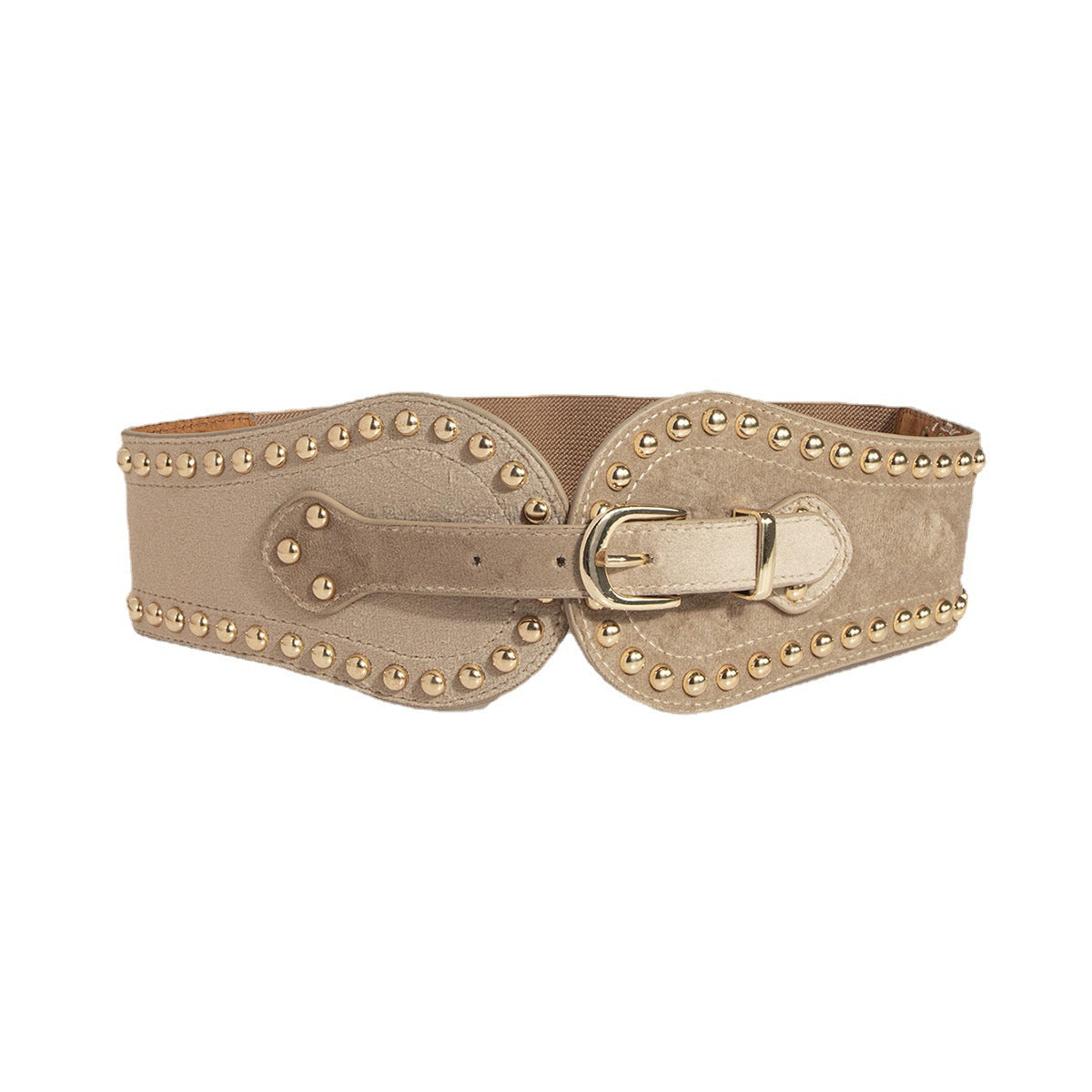 Women's Fashion Handsome Suede Rivet Elastic Wide Waist Seal Adjusting Western-style Elastic Belt