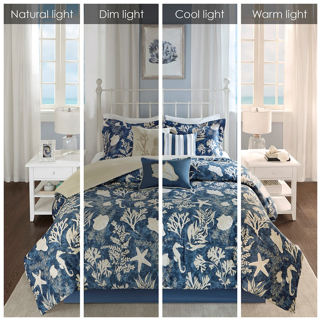 7 Piece Cotton Sateen Comforter Set Coral Cal King