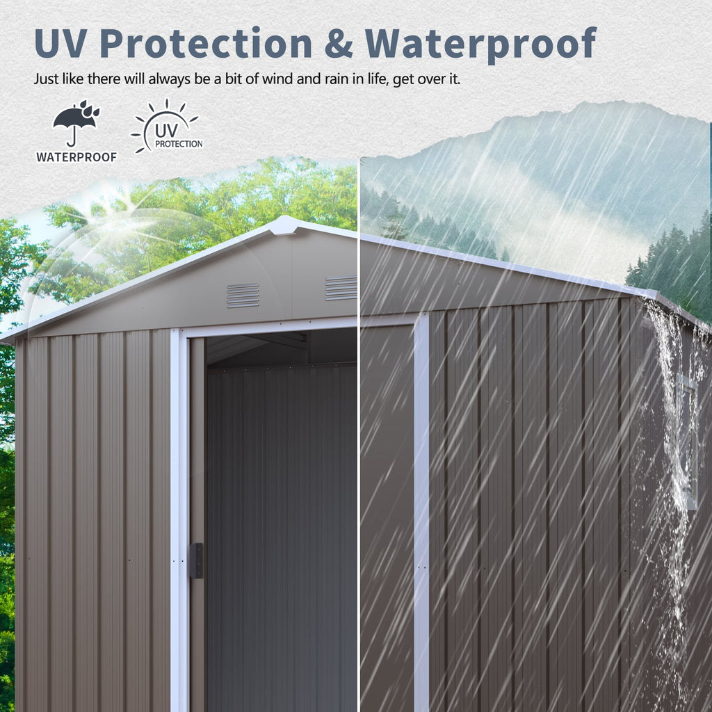8ft x 4ft Outdoor Metal Storage Shed with Window