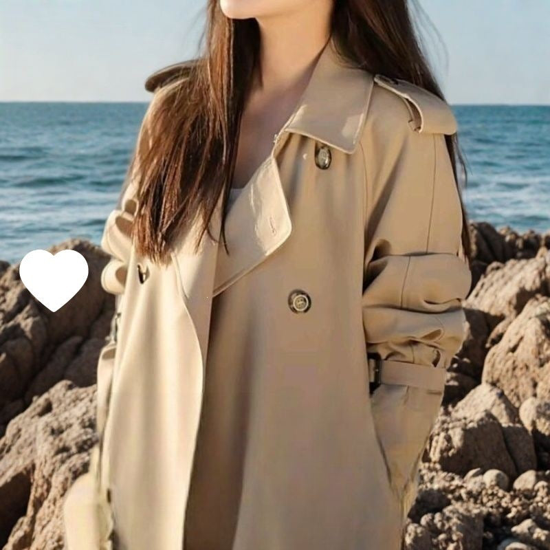 Korean-style Trench Coat For Petite Women Mid-length Jacket