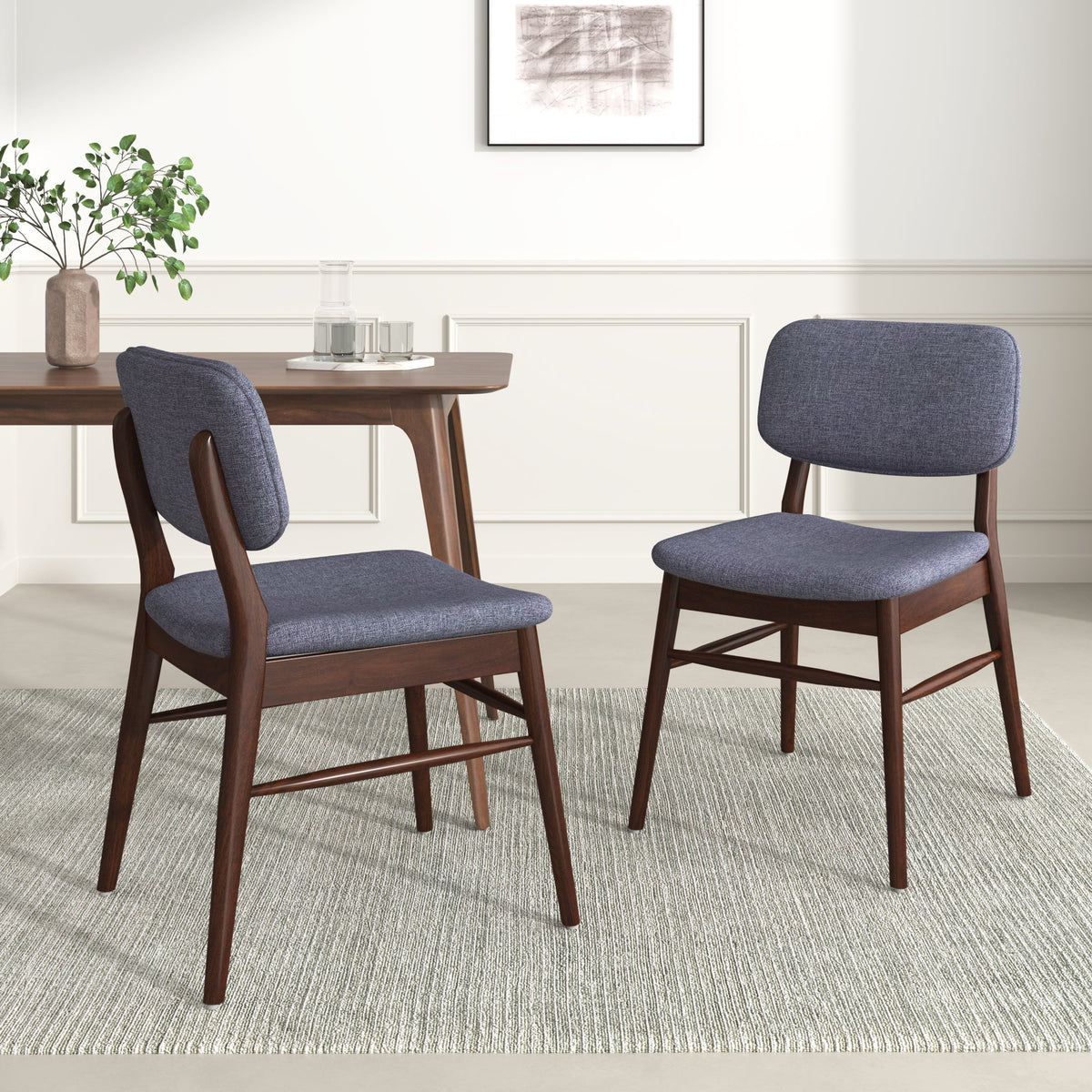 Set of 2 Mid-Century Upholstered Dining Chairs