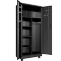 Rolling Metal Storage Locker Cabinet with Lockable Doors
