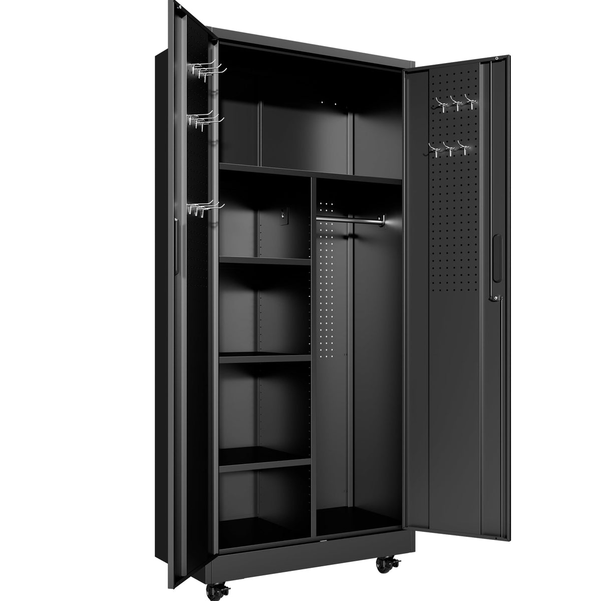 Rolling Metal Storage Locker Cabinet with Lockable Doors