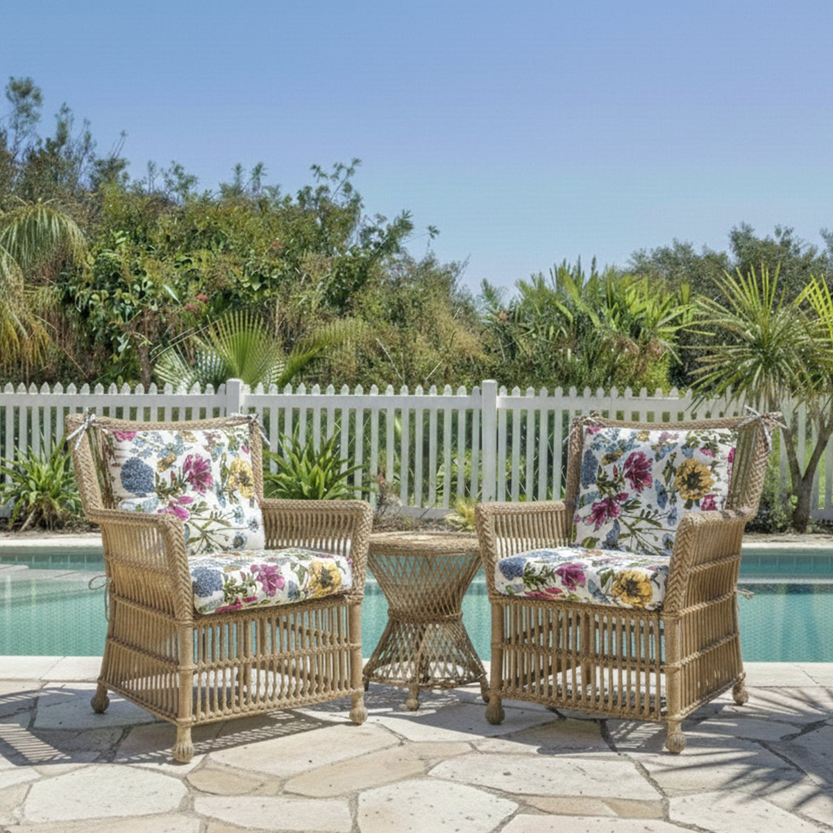 Outdoor Chair Cushions Set of 2 - Botanical Floral Print
