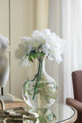 D7.9x11" Bulbous Clear Glass Vase with Slender Neck