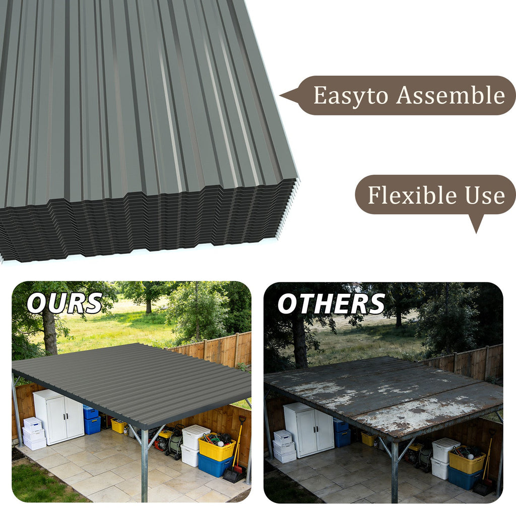 20 Pcs Metal Roof Panels - Galvanized Steel