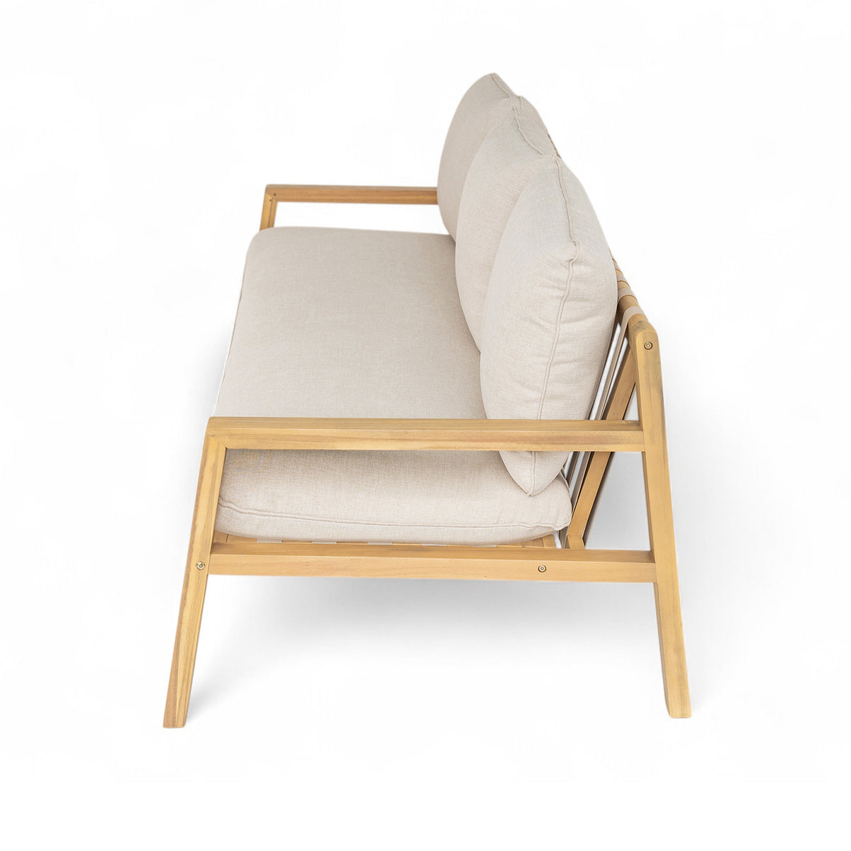 Outdoor Acacia Wood Woven Sofa With Cushions