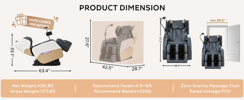 2026 Massage Chair Recliner with Zero Gravity and Full Body Air Pressure