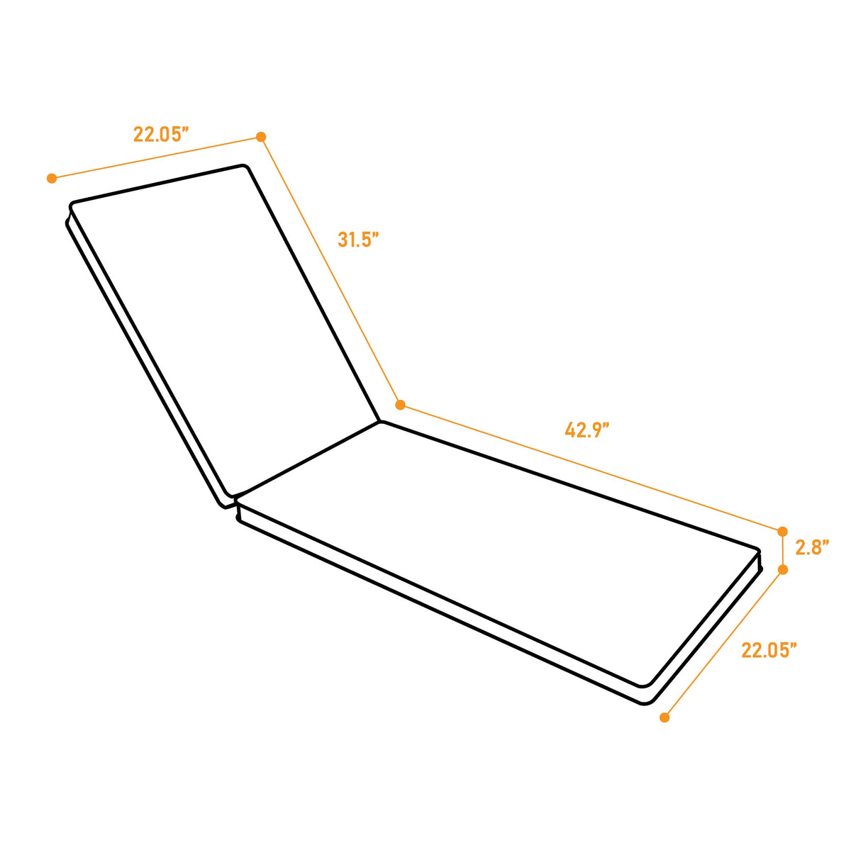 2PCS Set Outdoor Lounge Chair Cushion Replacement