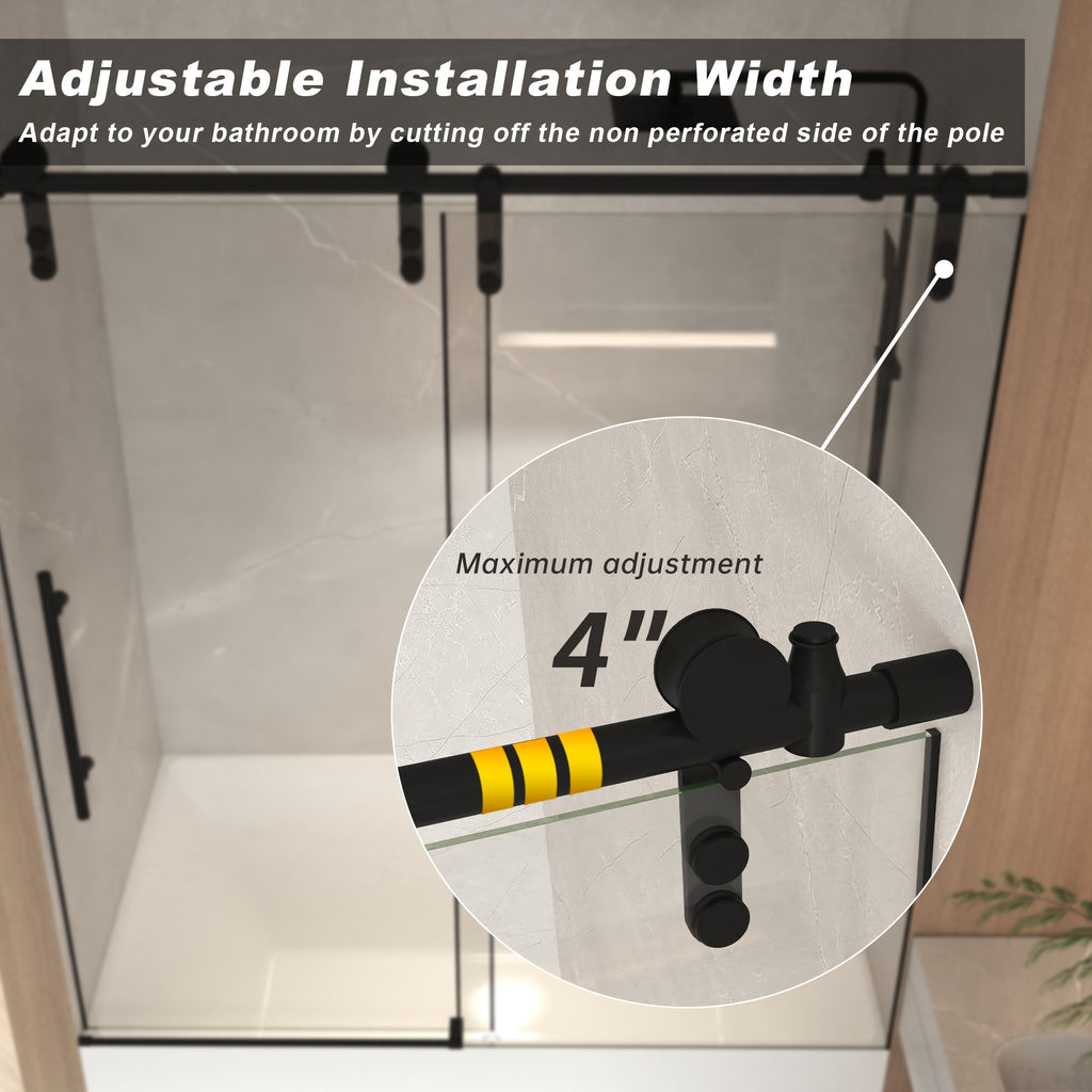 Frameless Sliding Bathtub Door - Matte Black