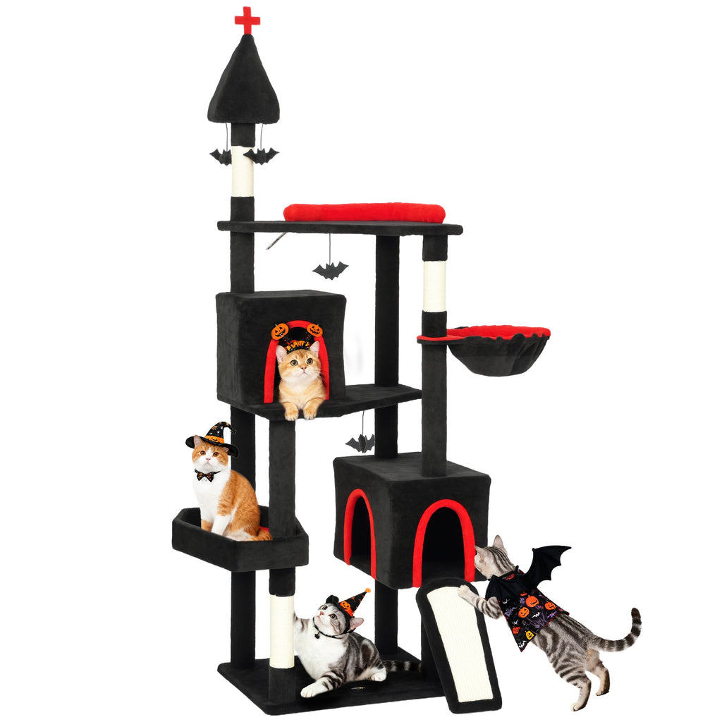 PawHut Gothic Cat Tree - 78" Extra Tall Cat Tower for Indoor Kittens