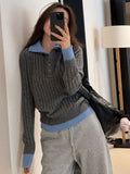 New Autumn Winter Women  Mock-Two-Piece Knit Sweater,Sophisticated Color-Blocked Turtleneck Style Long-Sleeve Pullover Wearable As Inner Layer Or Outerwear