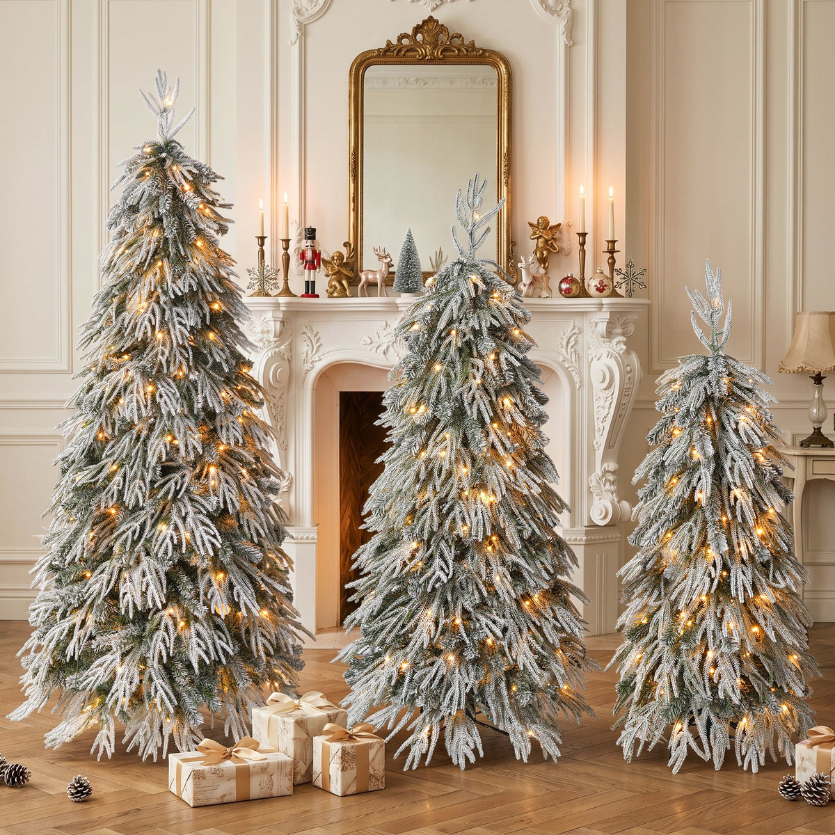 Snowy Cascading Christmas Trees 3-Piece Set