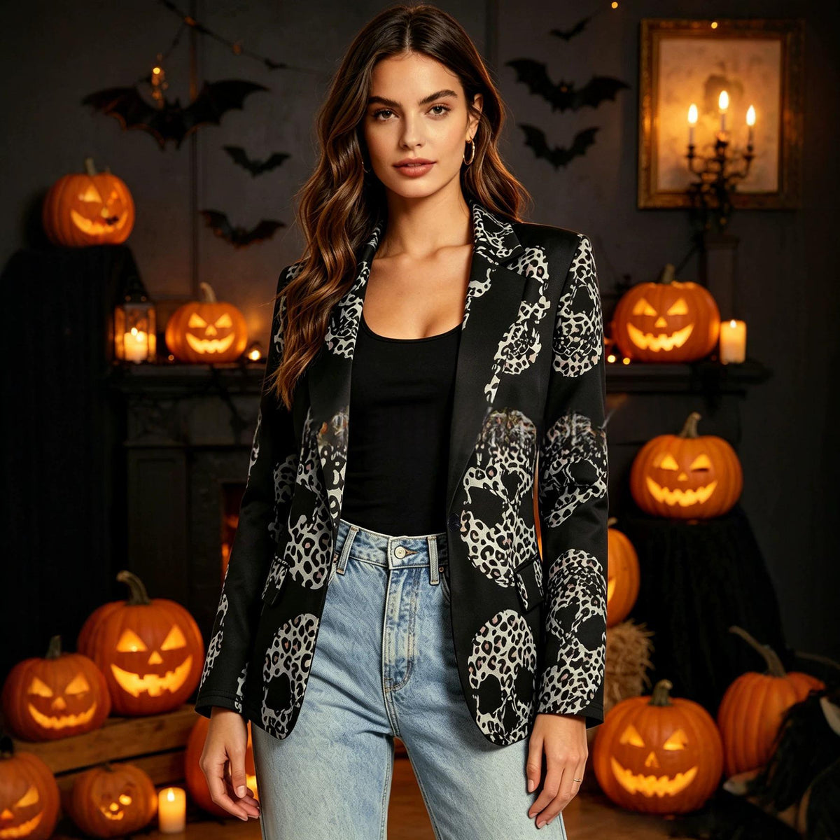 Long Sleeved Skull Blazer Coat