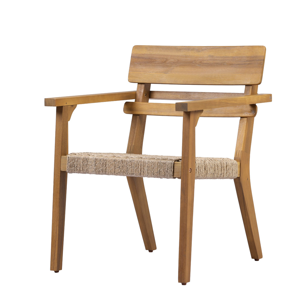 Outdoor Acacia Wood Dining Chairs with Woven Wicker Seats