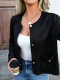 Womens Button-front Long-sleeve Cardigan Blazer