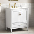 30" Elegant Fluted Bathroom Vanity with Ceramic Sink