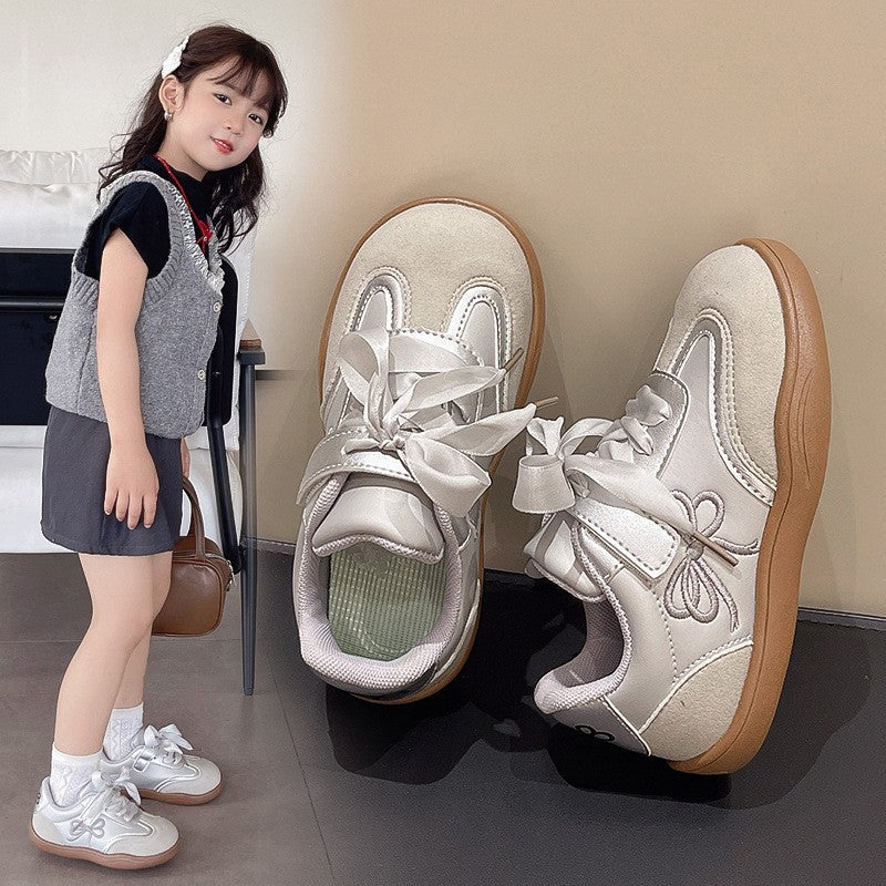 2026 Spring Autumn New Kids Skate Shoes, Breathable German Trainers, Fashion Bow Casual Sneakers For Little & Big Girls