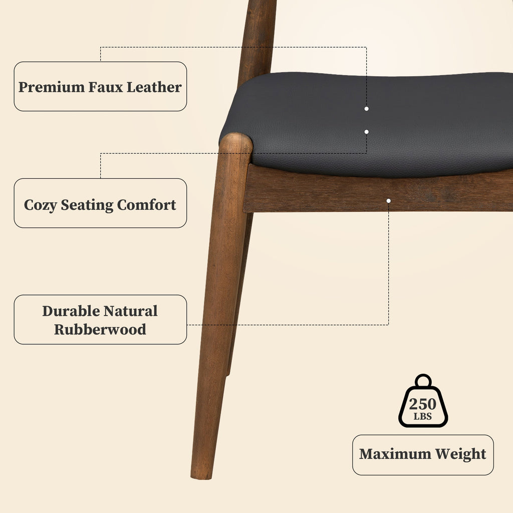 Set of 2 Rubberwood Dining Chairs