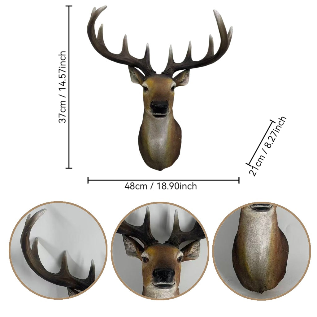 Stag Head Wall Mount - 14.57" Wide Resin Deer Bust