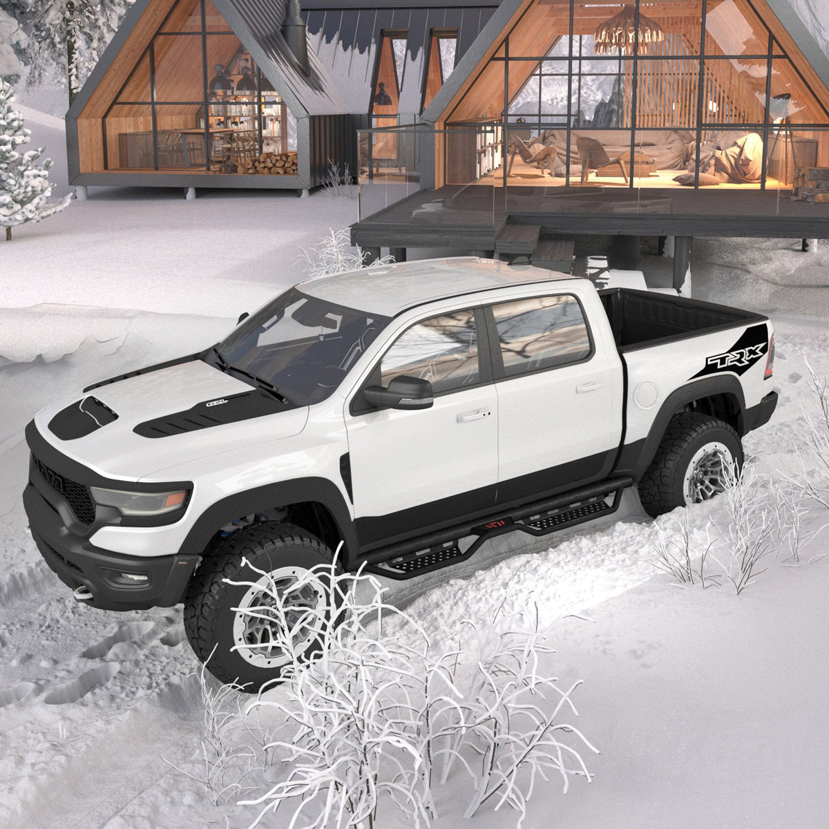 Heavy-Duty Steel Dual Stair Running Boards for Dodge Ram