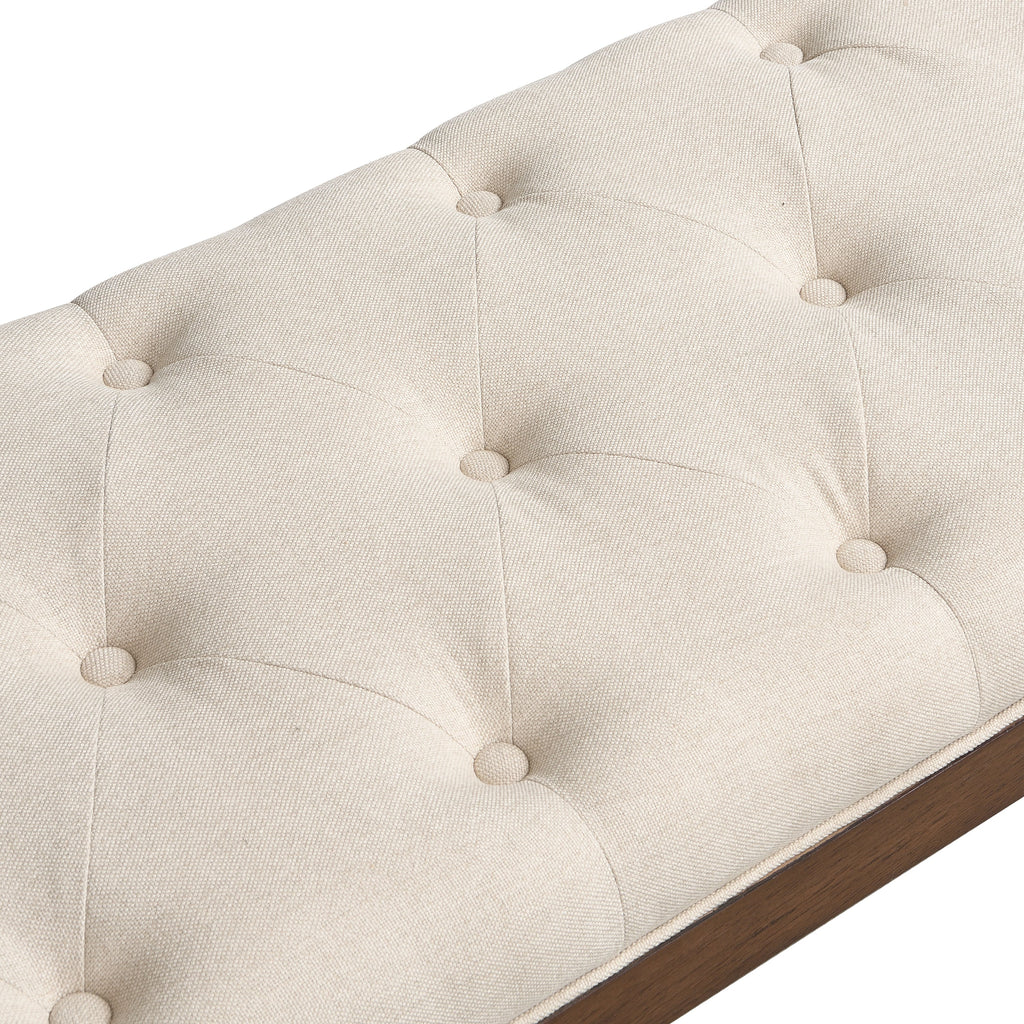Classic Tufted Upholstered Bench with Curved Arms