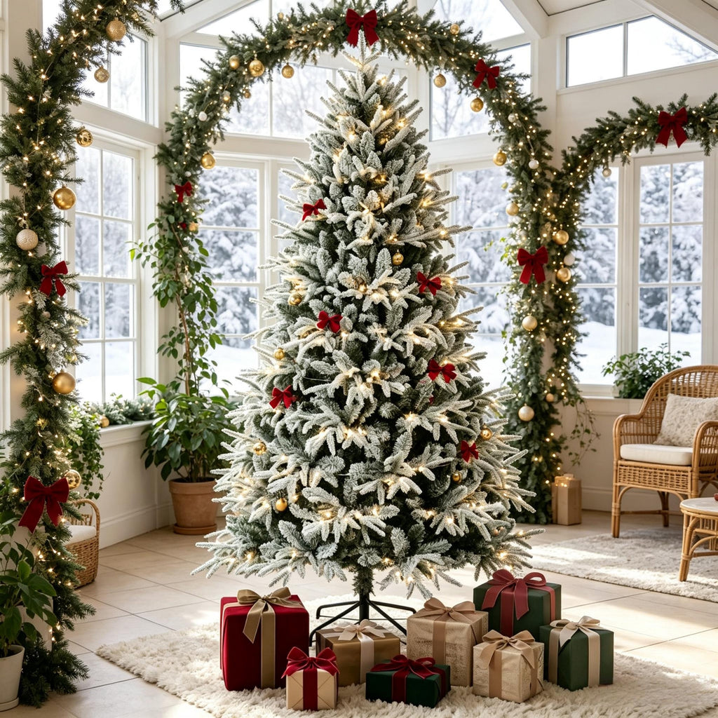 Pre-lit Flocked Christmas Tree