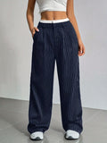 2025 European And American Export New High-Waist Draped Stripesd Suit Pants For Women Work Clothing Versatile Straight Fashion Casual Pants