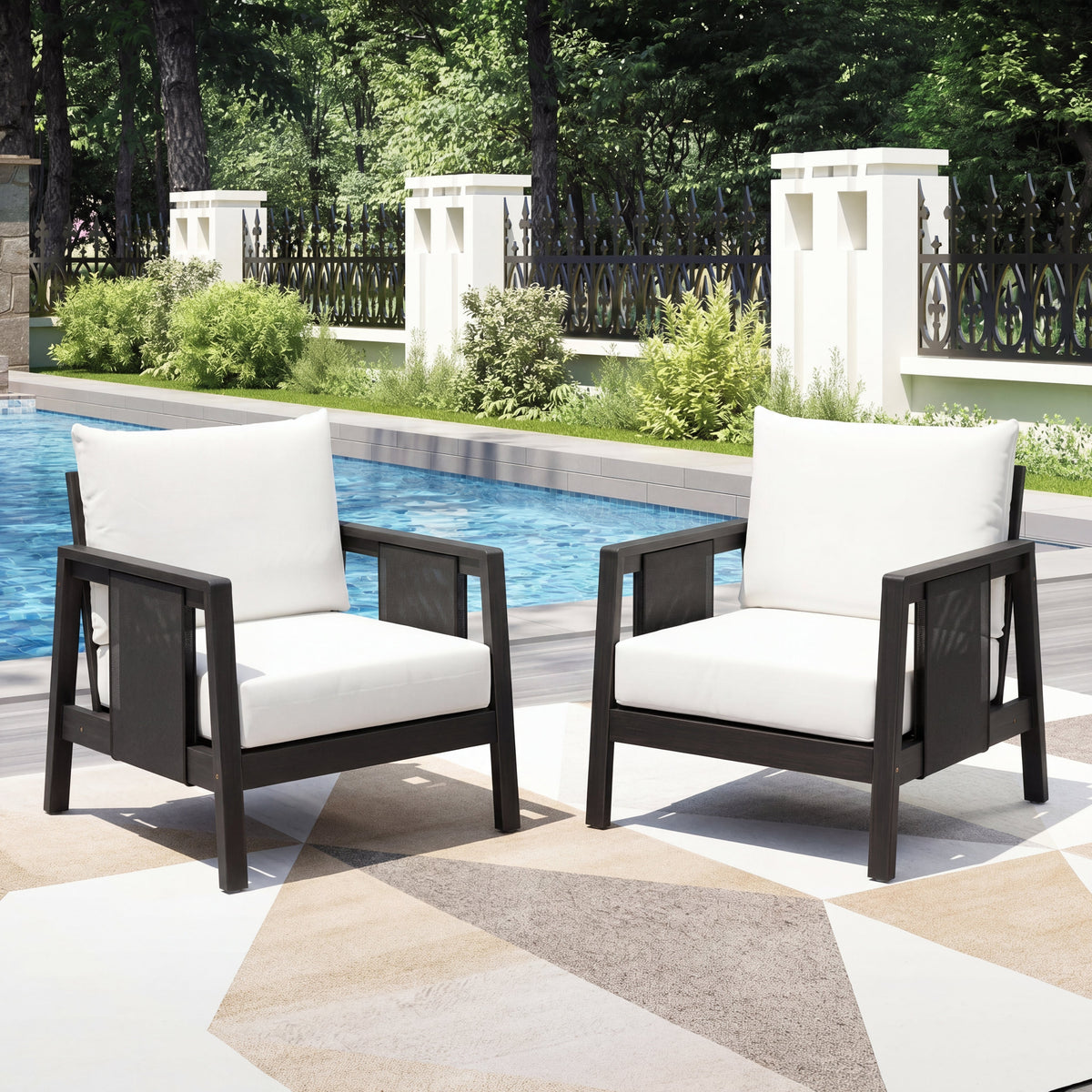 Outdoor Club Chairs (Set of 2) with Diamond-Pattern