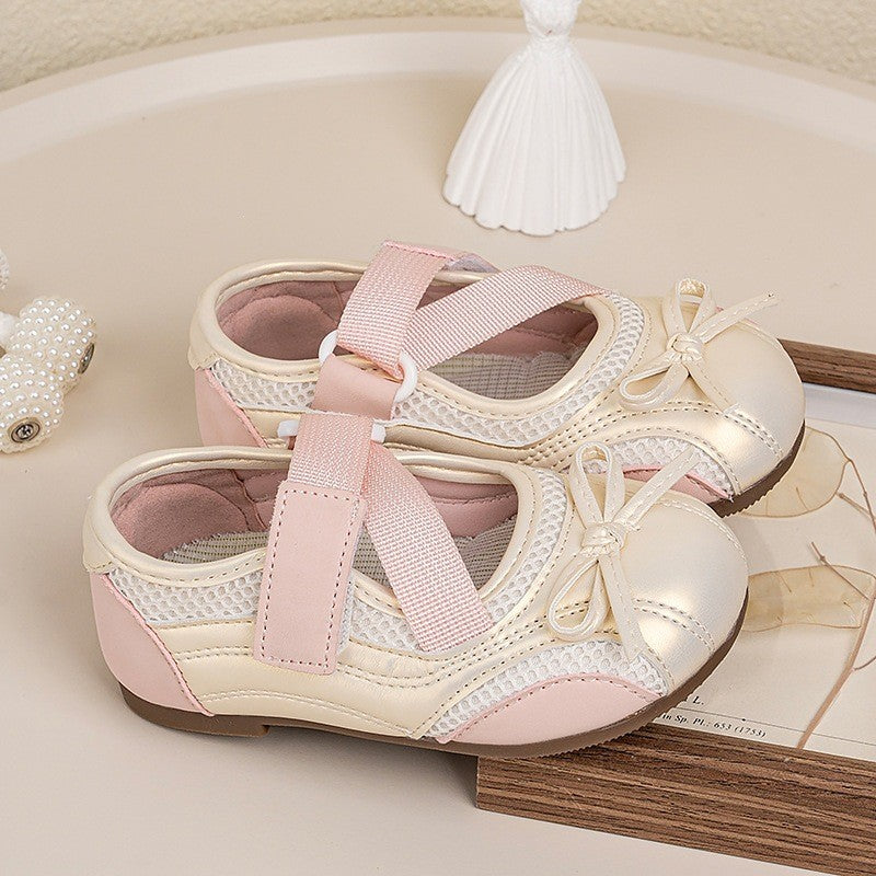 2026 Spring & Autumn Girls Shallow Mouth Leather Shoes, Retro Mary Jane Flats, Versatile Soft Leather Bow Ballet Shoes
