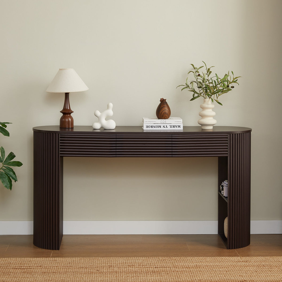 Retro Console Table with Storage, 3 Drawers