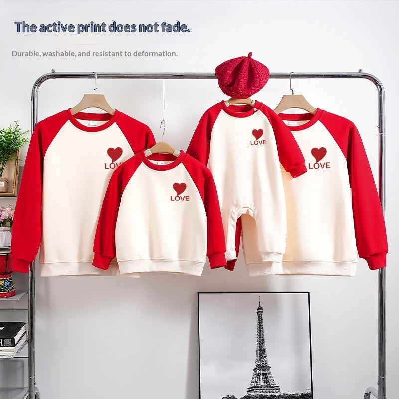 AutumnWinter Fleece-lined Extra-thick Family Matching Sweatshirts