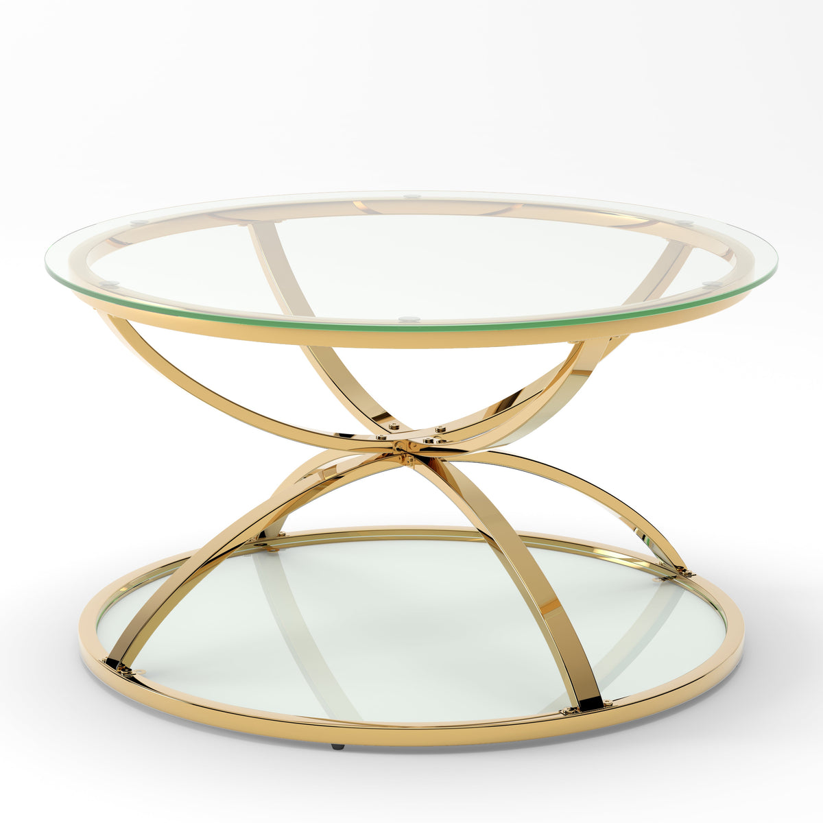31.50'' Modern Glass Coffee Table with 2 Tiers