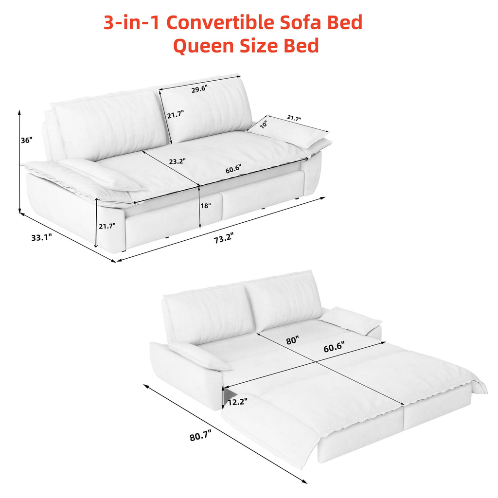 3-in-1 Convertible Sleeper Sofa Bed