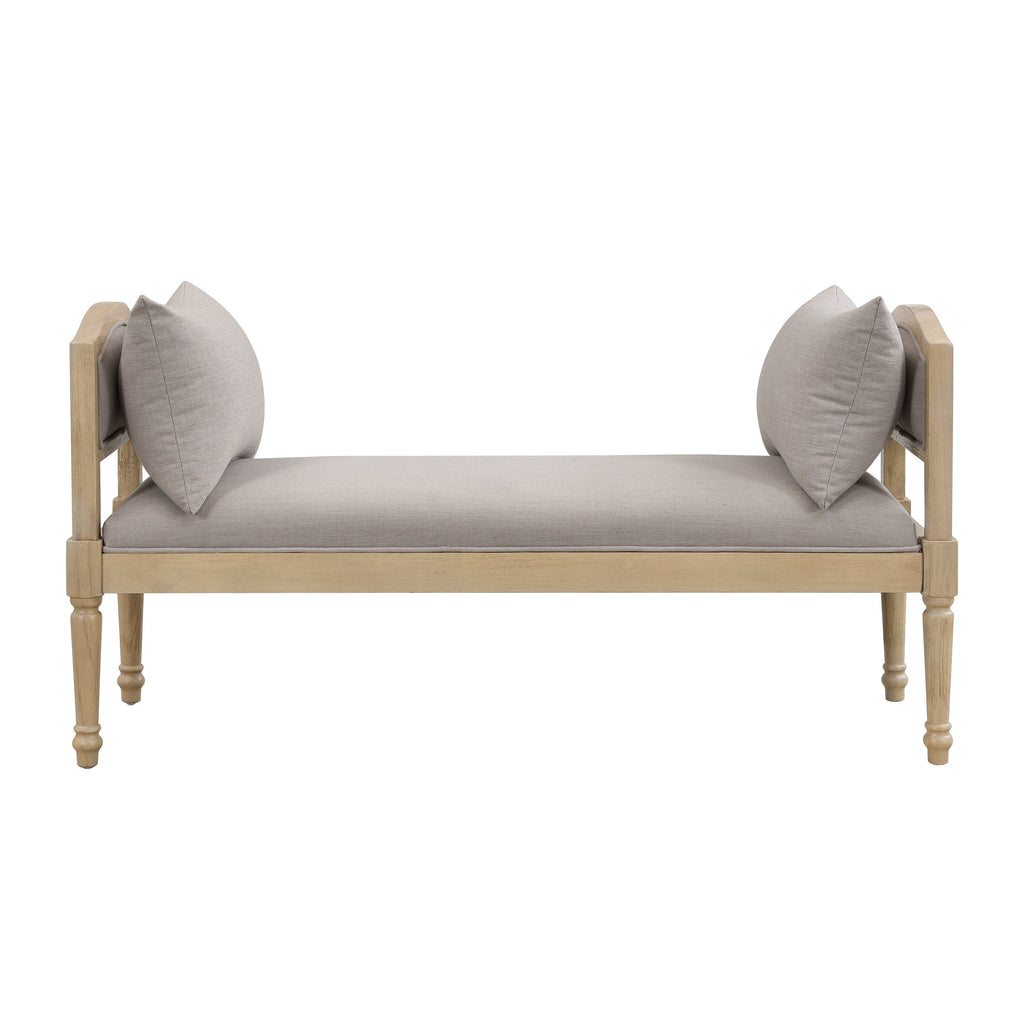 Upholstered Bench with Turned Legs & Side Cushions