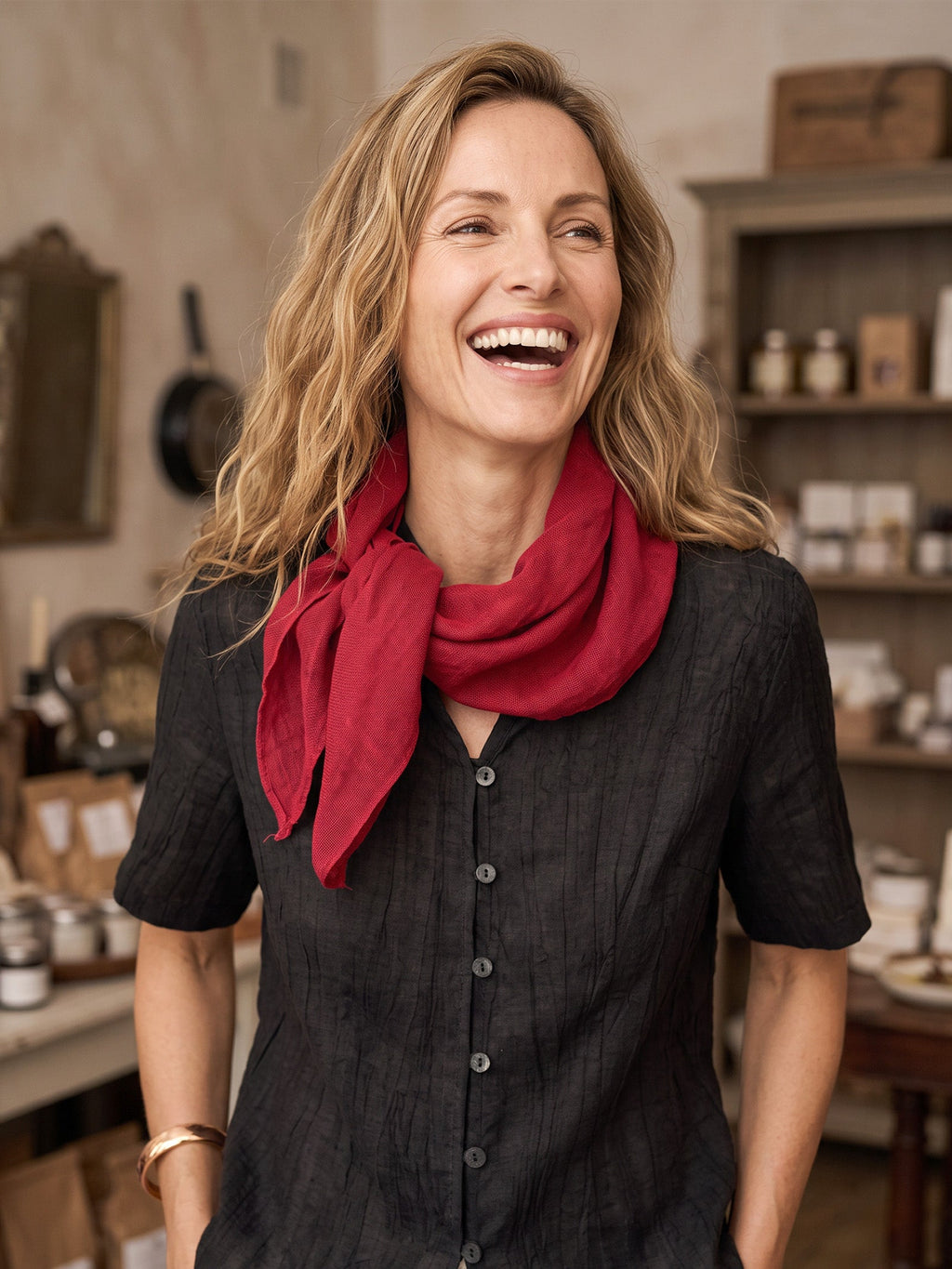 100% Linen Hand-Stitched Square Scarf