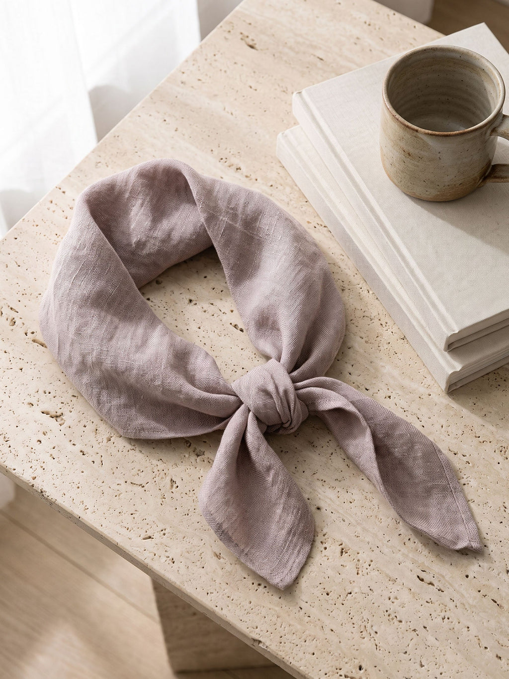 100% Linen Hand-Stitched Square Scarf