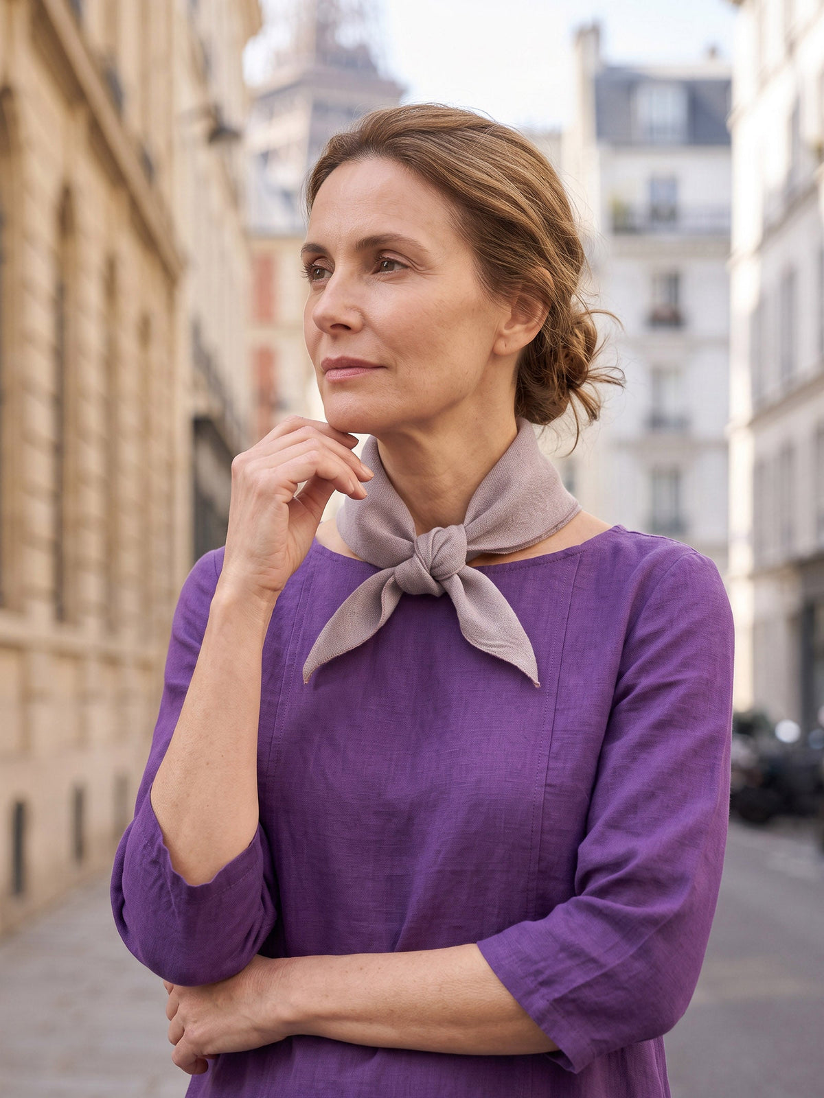 100% Linen Hand-Stitched Square Scarf