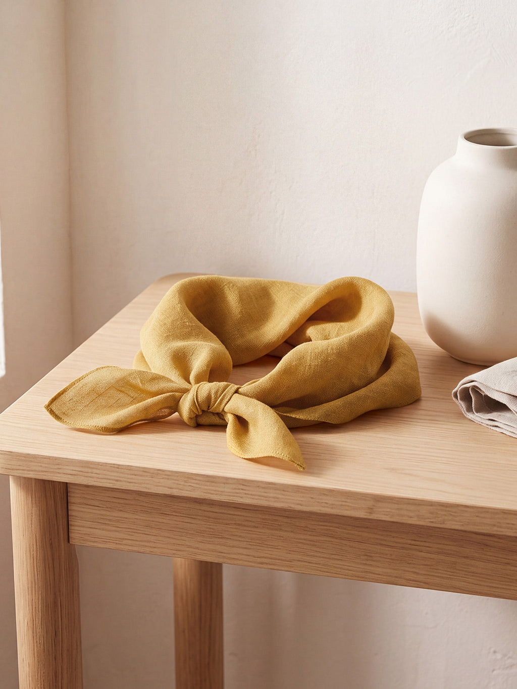 100% Linen Hand-Stitched Square Scarf