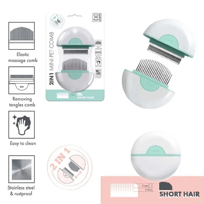 M-Pets 2-in-1 Short Hair Massage and De-Shedding Brush Green