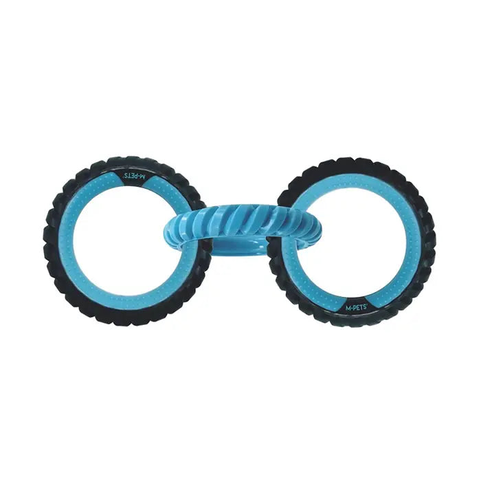 M-Pets Ring King Triple Dog Toy Durable Triple Ring Blue & Black