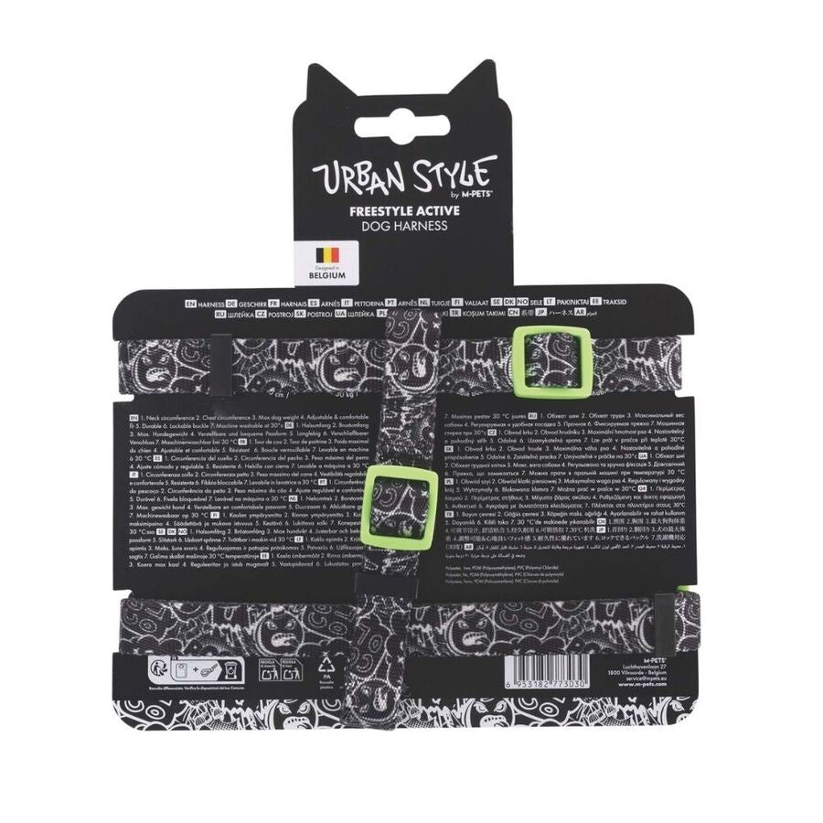 M-Pets Urbanstyle Active Dog Harness Black & White Size M