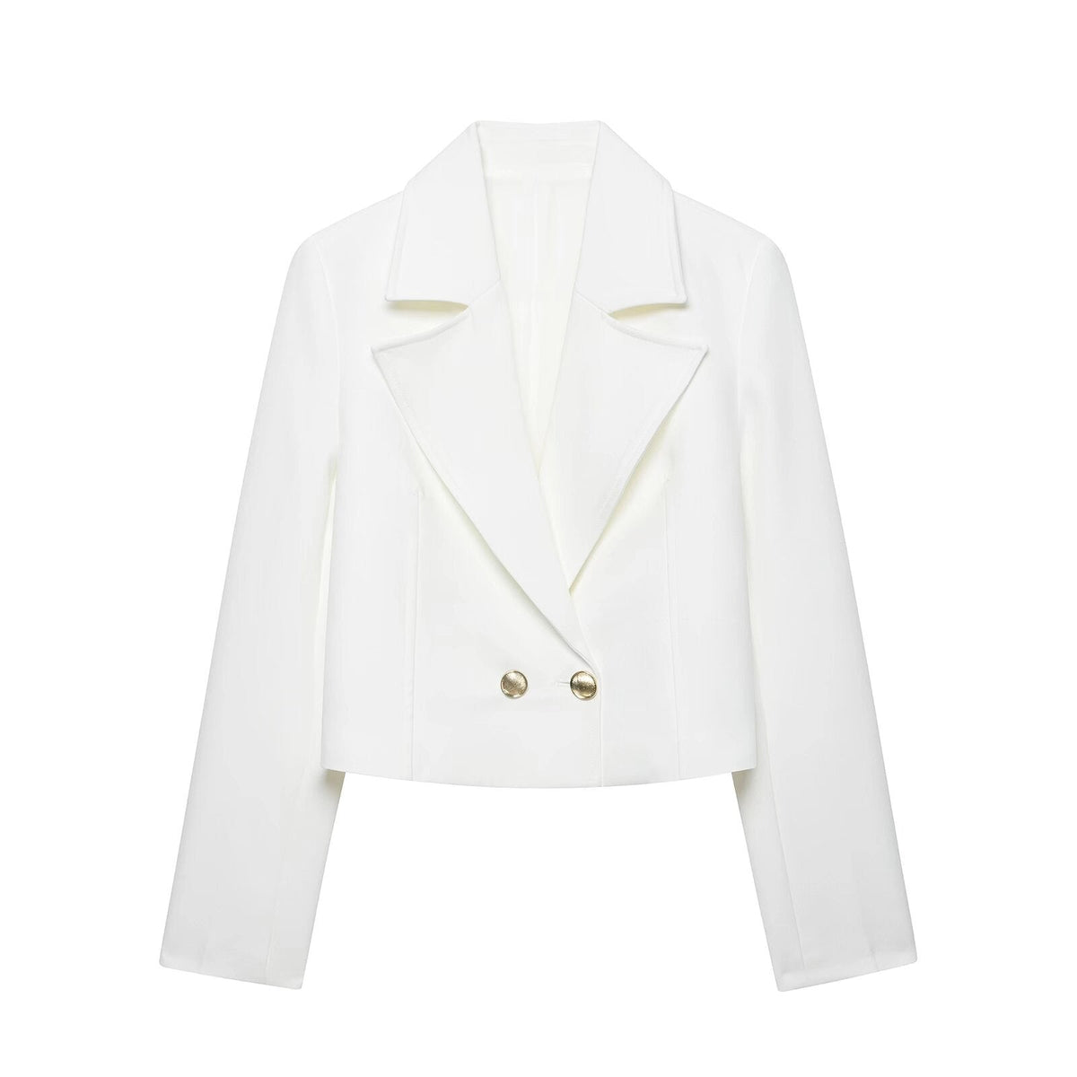 Womens Short Double-breasted Blazer With Shoulder Pads