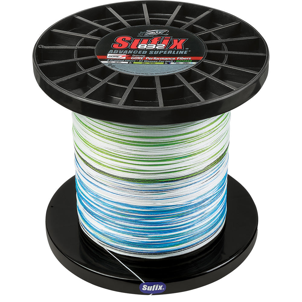Sufix 832 Advanced Superline Bulk Metered 3000yds, 100lb, White - Neon Lime - Blue