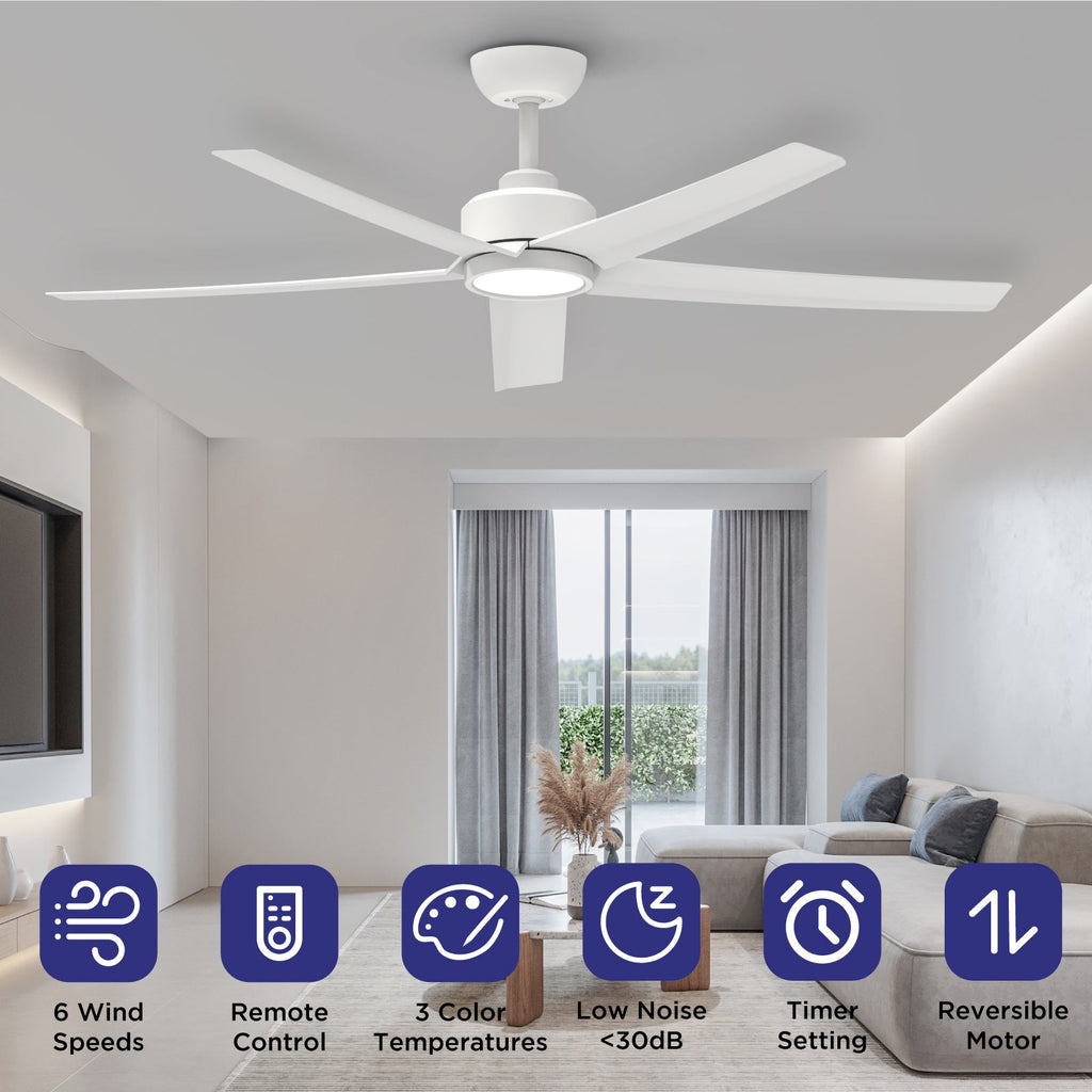 52 Inch Ceiling Fans with Lights, Large Air Volume