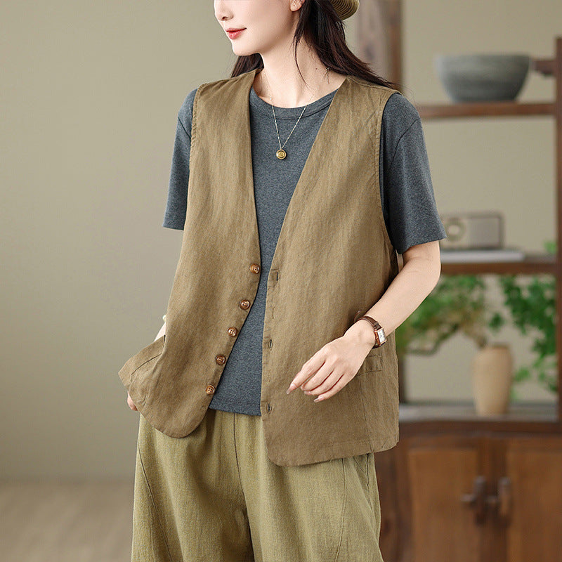 Womens Summer New Artistic Cardigan Outer Vest
